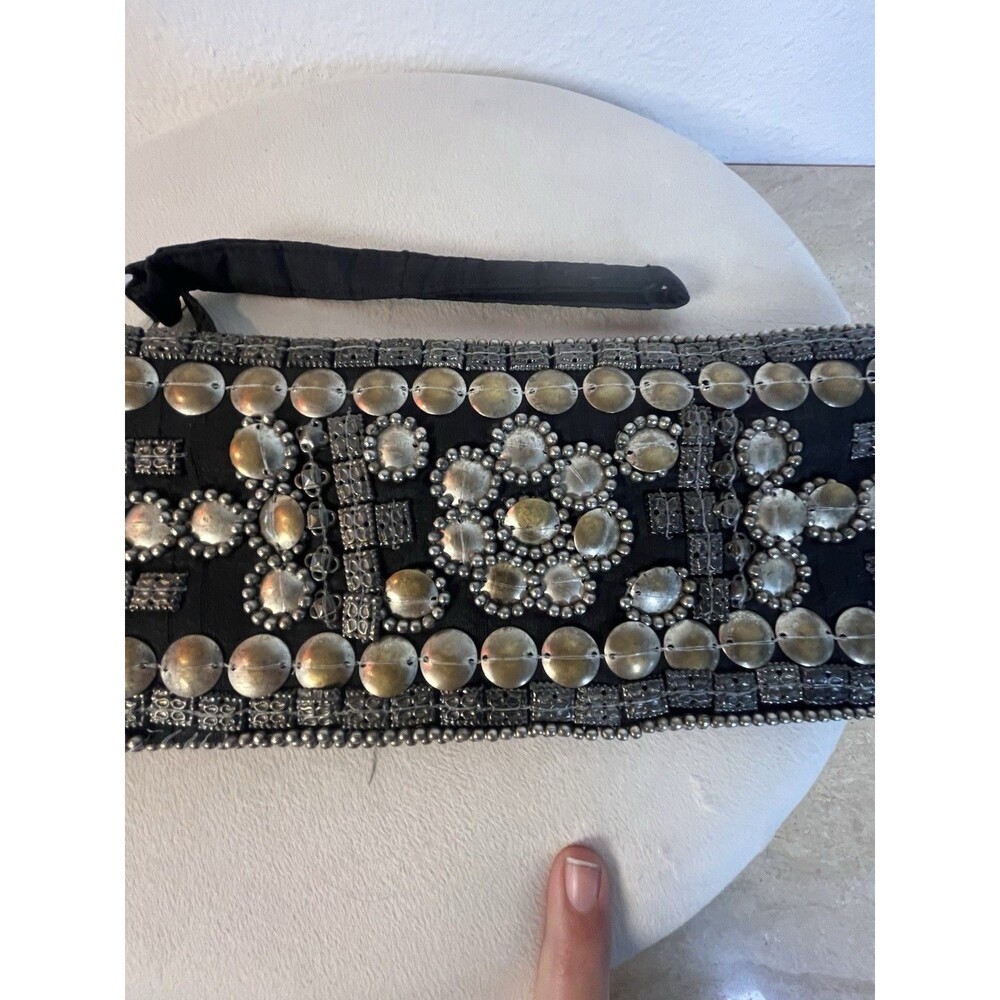 Y2K Express Boho Metal Beaded & Stud Moroccan Vintage Festival Wristlet Clutch - Picture 9 of 15
